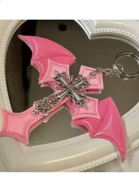 Pink Cross Keychain NWOT